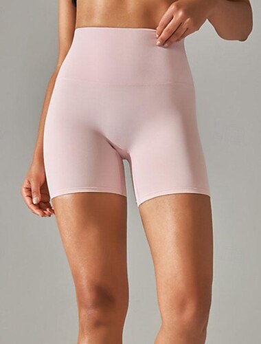  Damen Fitnessshorts Yogashorts Trainingsshorts Hohe Taille Yoga Fitnesstraining Pilates Shorts Hellgelb Armeegrün Königsblau Sport Sportkleidung Dehnbar Schlank
