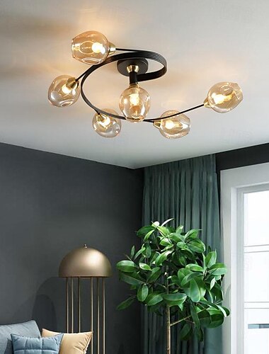  led mennyezeti lámpa 4/6 fejű üveg fém e27 nordic kreatív varázslatos kis hálószoba mennyezeti lámpa, modern tömör, személyes csillár, kereskedelmi nappali étkező lámpa, dolgozószoba