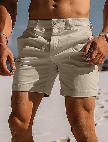  Herren Shorts Kurze Hosen Chino Bermuda Shorts Bermudas Arbeitsshorts Tasche Glatt Komfort Atmungsaktiv Kurz Casual Täglich Strand Modisch Stilvoll Schwarz Weiß Mikro-elastisch