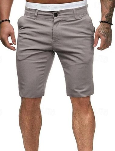  Herren Sommer-Shorts Arbeitsshorts Lässige Shorts Knopf Tasche Glatt Komfort Knielänge Formal Party Arbeit Modisch Klassicher Stil Schwarz Weiß Mikro-elastisch