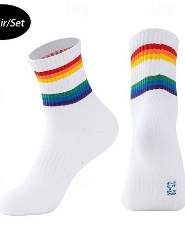  Per uomo 2 per pacco Confezioni multiple Calzini Squadra di calcio Calzini da corsa Calzini casual Nero Bianco Colore Arcobaleno Sportivo Giornaliero Da mare Di base Medio spessore Primavera Autunno