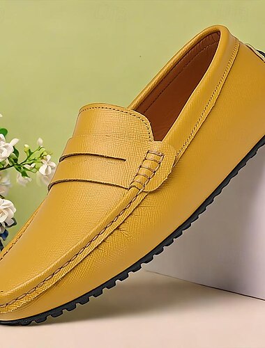  Miesten Mokkasiinit Comfort-huopa Penny Loafers Nahka Mukava Liukumaton Loaferit Hopea Musta Valkoinen