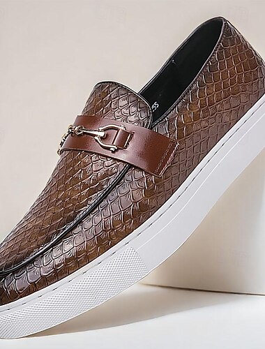  Herr Tofflor och Slip-Ons Komfort Loafers Penny Loafers PU Läder Bekväm Halksäker Loafers Svart Brun
