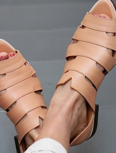  Sandales découpées en similicuir nude pour femmes – chaussures plates minimalistes de style pêcheur pour les voyages d'été, les promenades et les tenues décontractées