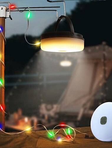  Verstaubare Lichterketten Solar-Lichterketten für Camping, Außenzeltlicht per USB wiederaufladbar, 10 m, 100 LEDs für Camping und Wandern