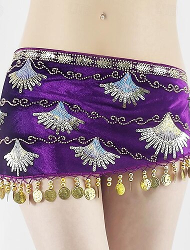  Bauchtanz Gürtel Goldmünzen Farbaufsatz Pailetten Damen Leistung Ausbildung Hoch Polyester