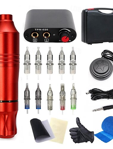 Basekey Tattoomaschinen-Set, Rotary Tattoo Pen Box, Nadel-Netzteil, geeignet für Tätowierer