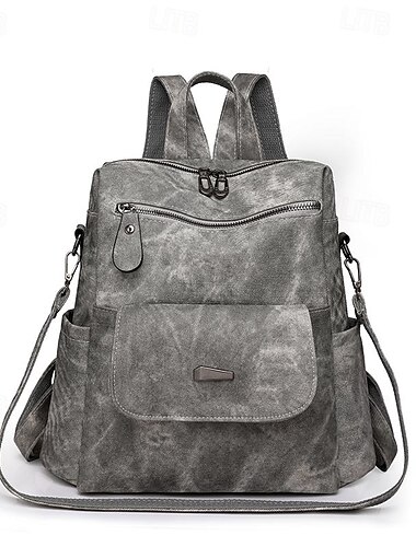  Damen-Rucksacktasche aus Kunstleder im Vintage-Stil in Wildlederoptik – wandelbare Schultertasche mit Klapptasche vorne für die Arbeit, Reisen oder den täglichen Gebrauch