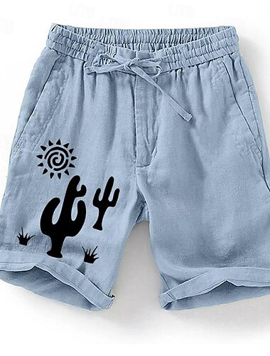  Herren Kaktus Sonne Pflanzen Shorts Kurze Hosen Sommer-Shorts Lässige Shorts Mittlere Taillenlinie Modisch Strassenmode Designer Casual Täglich Festtage Tasche Kordelzug Elastische Taille Designer