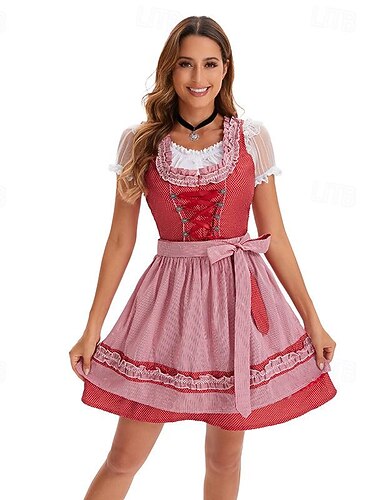  Oktoberfest Vestito Dirndl Blusa Dirndl Bavarese Cameriera Tedesco Monaco di Baviera Prati Per donna Panno in stile tradizionale Blusa