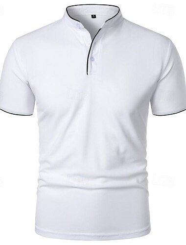  Herren Golfshirt Golf Poloshirts Arbeit Lässig Stehkragen Kurzarm Basic Modern Farbblock Patchwork Knöpfe Frühling & Sommer Normale Passform Wein Schwarz Weiß Rosa Marinenblau Grün Golfshirt