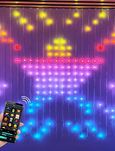  RGB умные светодиодные сказочные занавески, гирлянды, приложение Bluetooth, программируемые светильники для штор «сделай сам», рождественские, свадебные, праздничные, вечерние украшения