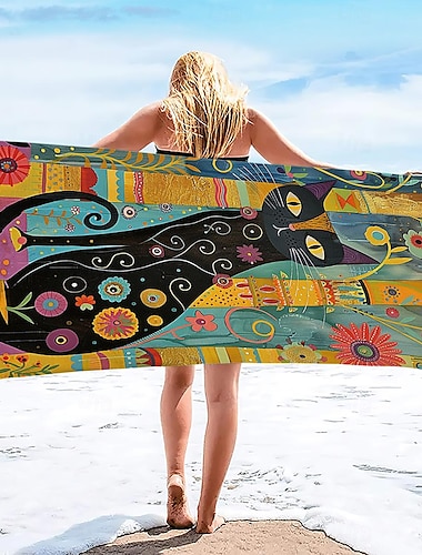  strandlaken 100% microvezel oversized strandlaken uit de dierenserie, 35"x70", grote zwemhanddoek voor tieners, volwassenen, sneldrogend, absorberend, zacht, veelzijdig voor reizen, bad en zwembad