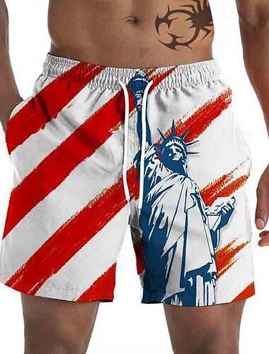  Tag der Unabhängigkeit 4. Juli USA Flagge Sportbekleidung Strandshorts USA Flagge Harajuku Grafik Kawaii Für Herren Erwachsene Maskerade 4. Juli 3D-Druck Festival