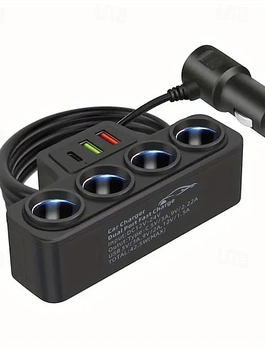 Автомобильный один буксирный четыре интеллектуальных прикуривателя qc3.0pd30w автомобильное многофункциональное быстрое зарядное устройство для мобильного телефона