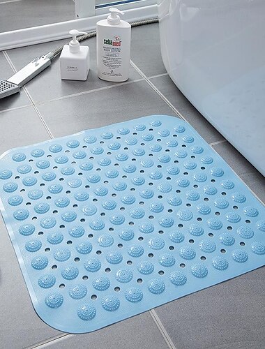  douchematten rubberen douchemat met afvoergat - antislip badmat voor de badkamer, anti-schimmel, sneldrogend, comfortabel en veilig voor kinderen en ouderen