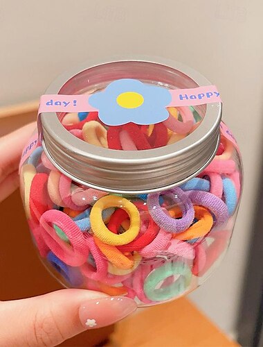  100 Stück kinderkleidung Mädchen Haarzubehör Süß Casual Täglich Feste Farbe [Gratisglas] Sweet Cool Black [ca. 100 Sticks] [Gratisglas] Bunt [Etwa 100 Stück]