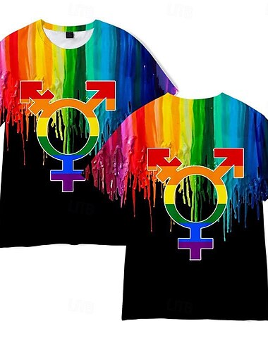  LGBT LGBTQ bandera arcoiris T-Shirt Arco iris Gráfico Para Hombre Adulto Carnaval Mascarada Impresión 3D Desfile del orgullo Mes del Orgullo