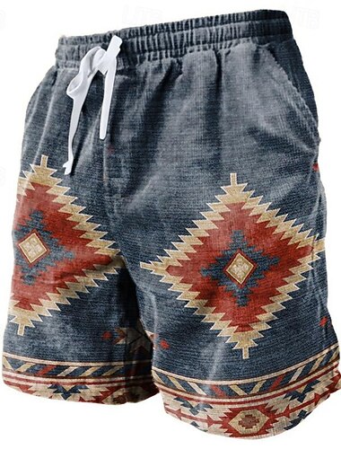  Voor heren Geometrisch patroon Grafische prints Sweat short Strandshorts Badstof korte broek Medium Taille Vintage Etnische stijl Retro vintage Dagelijks Feestdagen Streetwear Trekkoord Elastische