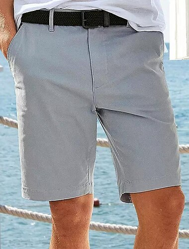  Herren Shorts Kurze Hosen Kleid-Shorts Arbeitsshorts Lässige Shorts Kurze Golfhosen Tasche Gerade geschnitten Einfarbig Komfort tragbar Knielänge Outdoor Täglich Strassenmode Stilvoll Rosa Marineblau