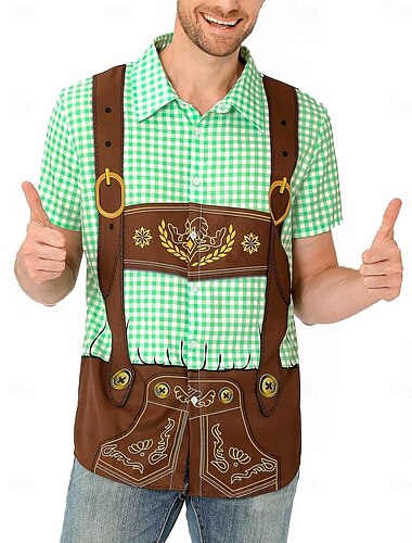  Οκτόμπερφεστ Εκτύπωση Lederhosen Πουκάμισα Hawaii Πουκάμισο Aloha Γραφικό Για Ανδρικά Ενηλίκων Απόκριες Μπύρα Oktoberfest 3D εκτύπωση Διακοπές Πάρτι