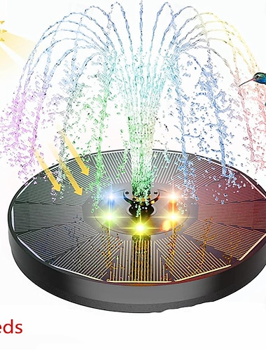  Pompe à eau de fontaine solaire avec lumières led de couleur, pour bain d'oiseaux, réservoir d'étang de jardin flottant