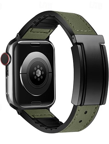  Lederen band Compatibel met: Apple Watch-horlogebandje 38mm 40mm 41mm 42mm 44mm 45mm 49mm Robuust Twee toon Luxe Echt leer Vervangende horlogeband voor iwatch Ultra 2 Series 9 8 7 SE 6 5 4 3 2 1