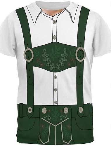  T-Shirt Lederhosen 3D Bavarian Street Style T-shirt mouw Grafisch voor Voor heren Uniseks Volwassenen 3D afdrukken  voor Carnaval Oktoberfest bier Casual / Dagelijks