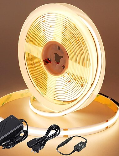  Tira de luz LED de 10 m, juegos de mazorca de 3200 LED, mazorca de 8 mm, blanco cálido, blanco frío, tira de luz LED blanca netual, autoadhesiva conectable para vacaciones con juego de fuente de alimentación 110v 220-240v 24 v