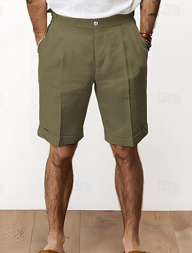  Herren Shorts Kurze Hosen Leinenshorts Kurze Hosen Sommer-Shorts Tasche Glatt Komfort Atmungsaktiv Outdoor Täglich Ausgehen Modisch Strassenmode Schwarz Weiß