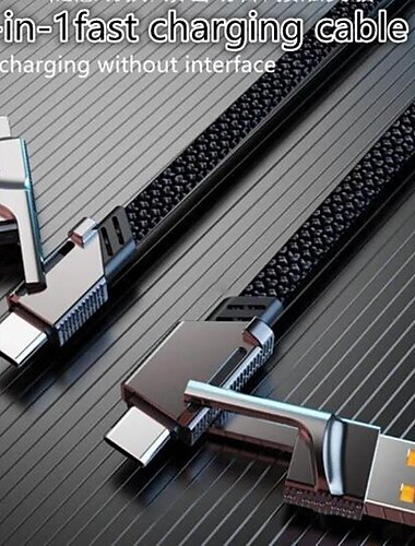  4 in 1 USB タイプ C データ ケーブル 急速充電 iPhone 15 14 13 12 11 Samsung Xiaomi Redmi Huawei 用 ワイヤー ケーブル 急速充電器