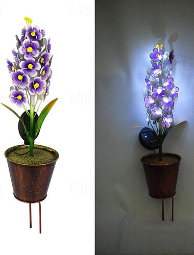  1 Stück Solar-Blumenlichter für den Außenbereich, Bodenlicht mit Blumentopf, Gartenlichter für den Innenhof, Rasenwege, Landschaftslicht, stimmungsvolles Dekorationslicht