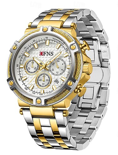  OFNS Men Quartz Watch Fashion Casual Wristwatch Luminous Calendar Waterproof Decoration Steel Watch