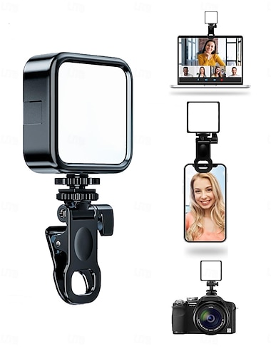  Lampe à selfie, lampe de téléphone avec 3 modes d'éclairage/5 niveaux de luminosité, anneau lumineux de téléphone portable pour le maquillage, diffusion en direct, lampe vidéo à clip rechargeable pour