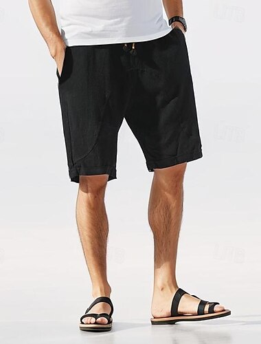  Férfi Vászon rövidnadrág Nyári rövidnadrág Strand rövidnadrág Alkalmi rövidnadrág Zseb Egyszínű Sport Rövid Hétköznapi Szabadság Tengerpart Szabadság Hawaii Fekete Lóhere Alacsony csípő