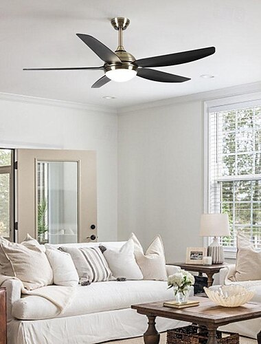  ventilador de teto com aplicativo de luz & Controle remoto 105/130cm regulável 6 velocidades de vento ventilador de teto moderno para quarto, sala de estar, sala pequena 110-240v