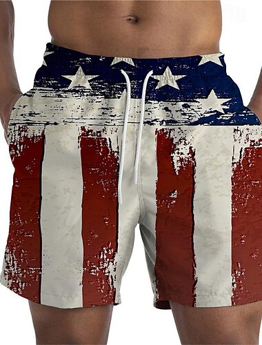  Independence Day 4 juli Amerikaanse Vlag Sportkleding Strandshorts Amerikaanse Vlag Harajuku Grafisch Kawaii Voor Voor heren Volwassenen Maskerade 4 juli 3D afdrukken Festival