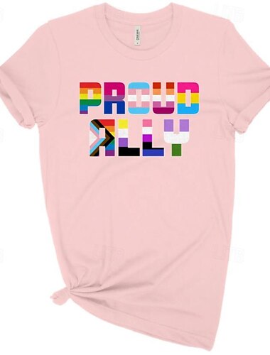  LGBTQ LGBTQ T-Shirt-Ärmel Pride-Shirts Regenbogen Stolze Verbündete Flaggen Lesbisch Fröhlich Für Unisex Erwachsene Halloween Karneval Maskerade Heißprägen Pride Parade Pride-Monat
