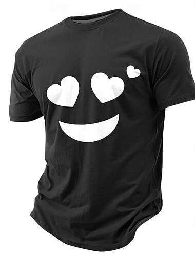  Herzgesicht Mode Athleisure Herren 3D Druck T-Shirt Tee Street Sports Outdoor T-Shirt Schwarz Blau Grün Kurzarm Rundhals Shirt Sommer Frühling Kleidung Bekleidung S M L XL XXL XXXL