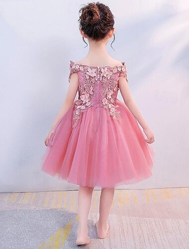  Toddler Girls' Flower Girl Dress Party Dress Sequin 3/4 Length Sleeve Performance Wedding Party Mesh Cute Princess Polyester Above Knee Sheath Dress Tulle Dress Summer Spring Fall 3-7 Years White