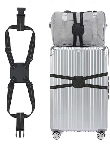  bagasjestropper for kofferter tsa godkjent, bagasjebag strikk for stor bagasje, justerbar størrelse reiseelastisk koffertrembelte, flyplassreisetilbehør med spenner for bagasjehåndveske