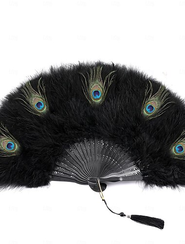  Retro Antiguo Rugido 20s 1920s Abanico de plumas El gran Gatsby Chica de la aleta Invitado a la boda Pluma Mujer Víspera de Todos los Santos Carnaval Mascarada Fiesta / Noche Recepción de Boda