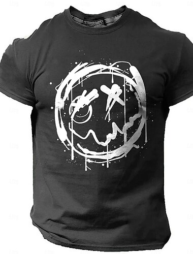  Herren Graphic Lustig Lächelndes Gesicht T Shirt Kurzarm T-Shirt 3D-Druck Rundhalsausschnitt Hemd Modisch Designer Täglich Schwarz Grün Khaki Frühling Sommer Bekleidung S M L XL XXL XXXL