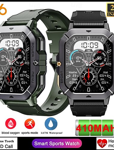  696 C28 Reloj inteligente 2.02 pulgada Pulsera inteligente Bluetooth Podómetro Recordatorio de Llamadas Seguimiento del Sueño Compatible con Android iOS Hombre Llamadas con Manos Libres Recordatorio
