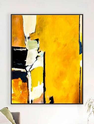  gult abstrakt maleri på lerret håndmalt 3d teksturert abstrakt oljemaleri håndlaget veggkunst boho-maleri moderne lerretskunstmaleri for stueinnredning hjemmeinnredning hotellkunstverk