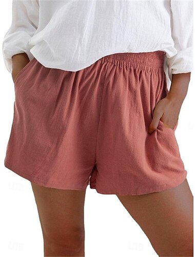  Damen Shorts Kurze Hosen Basic Brautkleider schlicht Kurz Hoher Taillenbund Glatt Tasche Elastisches Kordelzugdesign Hoher Schnitt Atmungsaktivität Weich Mikro-elastisch Urlaub Strasse