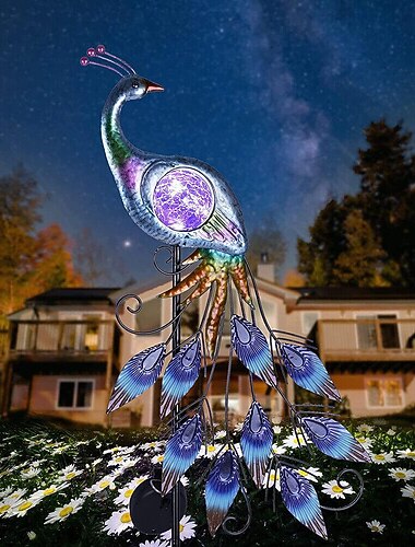  solenergi hagelys utendørs metall påfugl hage innredning solar sti lys stakes ip65 vanntett landskapslys for utendørs hage gangvei patio plen ornamenter