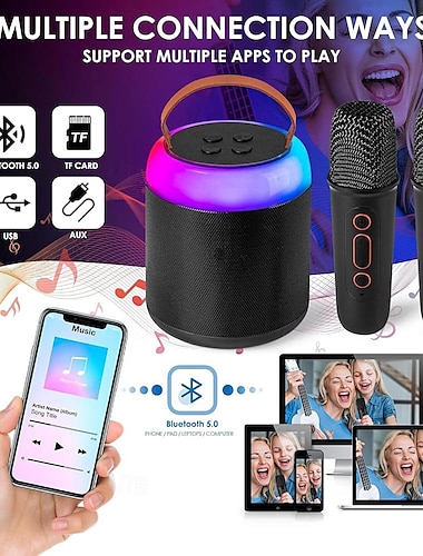  mini karaokemaskin med 1 trådlösa mikrofoner för barn vuxna bärbar bluetooth-högtalare leksak för flickor och pojkar 2 4 5 6 7 8 9 10 12-årig flicka födelsedagspresent hemfest idéer