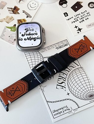  Lederen band Compatibel met: Apple Watch-horlogebandje 38mm 40mm 41mm 42mm 44mm 45mm 49mm Twee toon Luxe Verstelbaar Leer Vervangende horlogeband voor iwatch Ultra 2 Series 9 8 7 SE 6 5 4 3 2 1