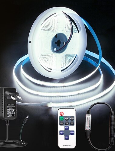  5m Lichtsets 1600 LEDs COB 8mm 1 x 13-Tasten-Fernbedienung 1 X 12V 3A Netzteil Warmweiß Weiß Neutralweiß LED-Streifenlicht Party Urlaub Selbstklebend 12 V